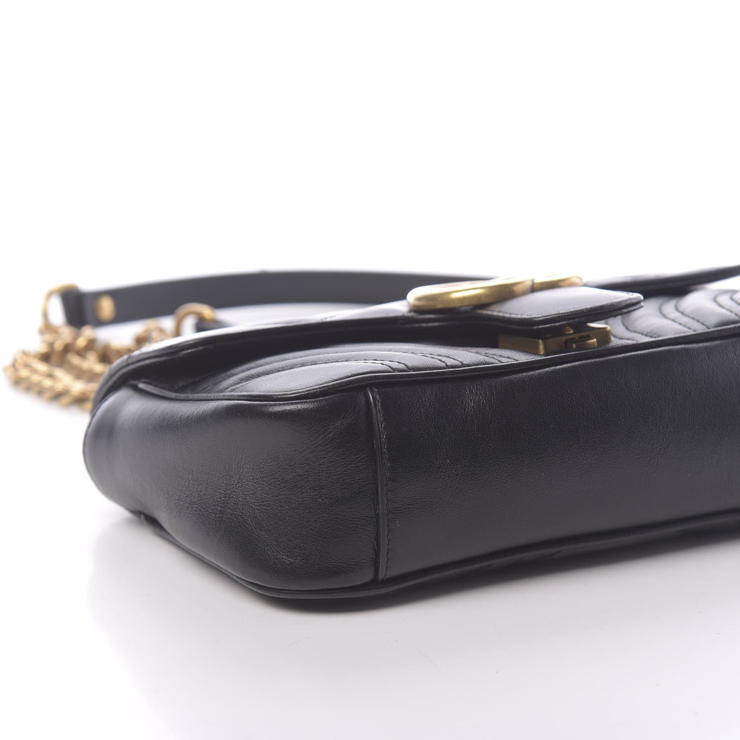 Gucci Calfskin Matelasse Mini GG Marmont Shoulder Bag Black 12 of 14