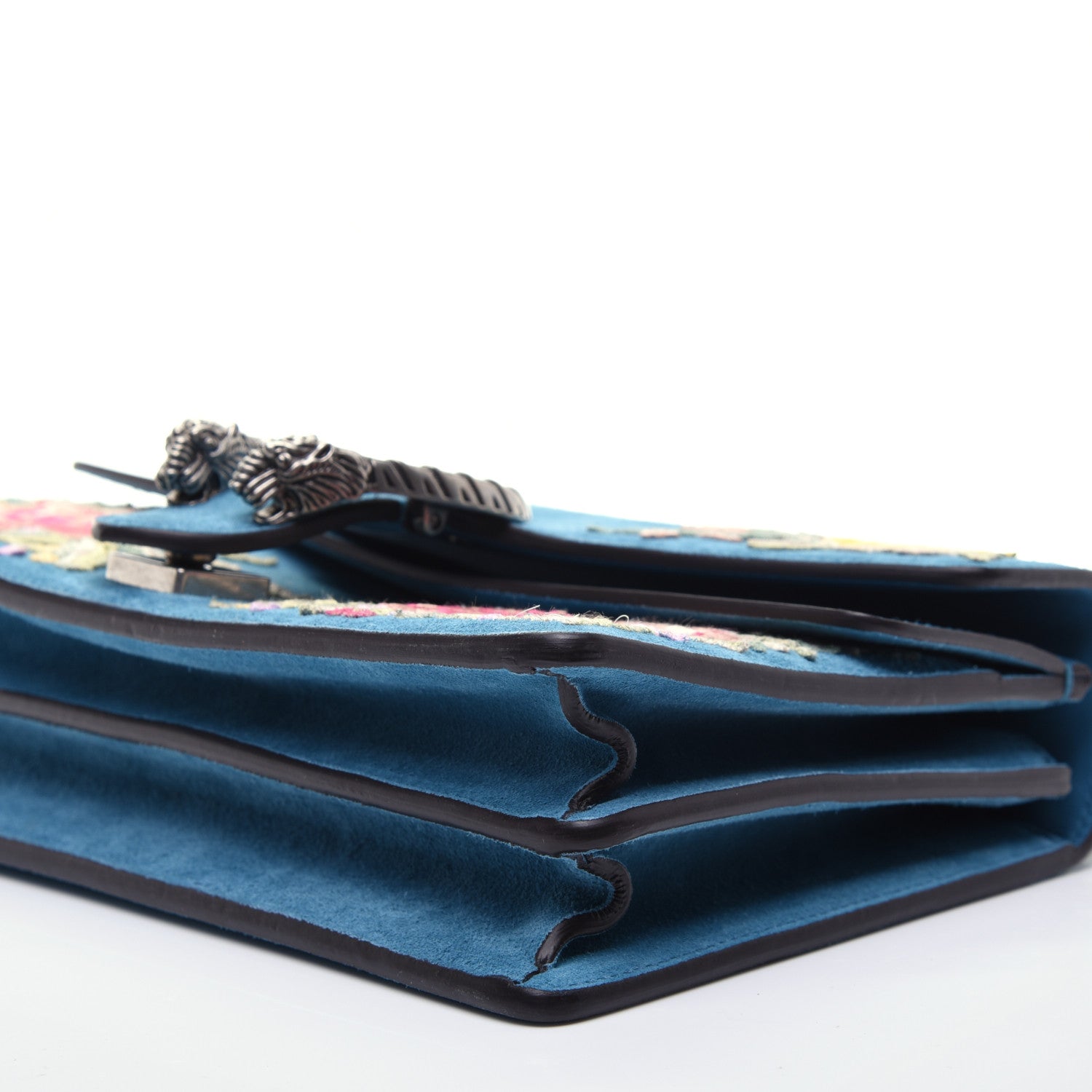 Gucci Suede Floral Embroidered Small Dionysus Shoulder Bag Blue 5 of 10
