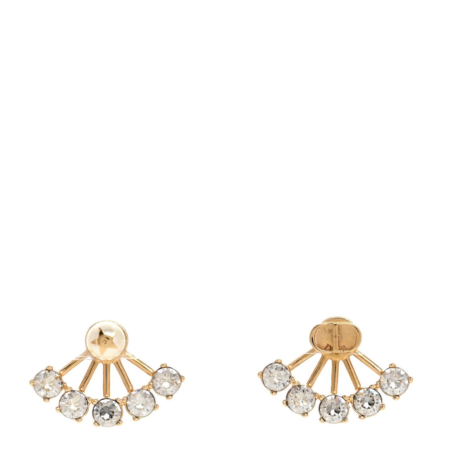 Crystal Pearl Petite CD Earrings Gold