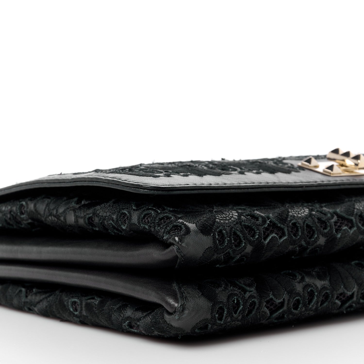 Valentino Garavani VALENTINO GARAVANI Lambskin Lace Large Girello Flap Black 9 of 11