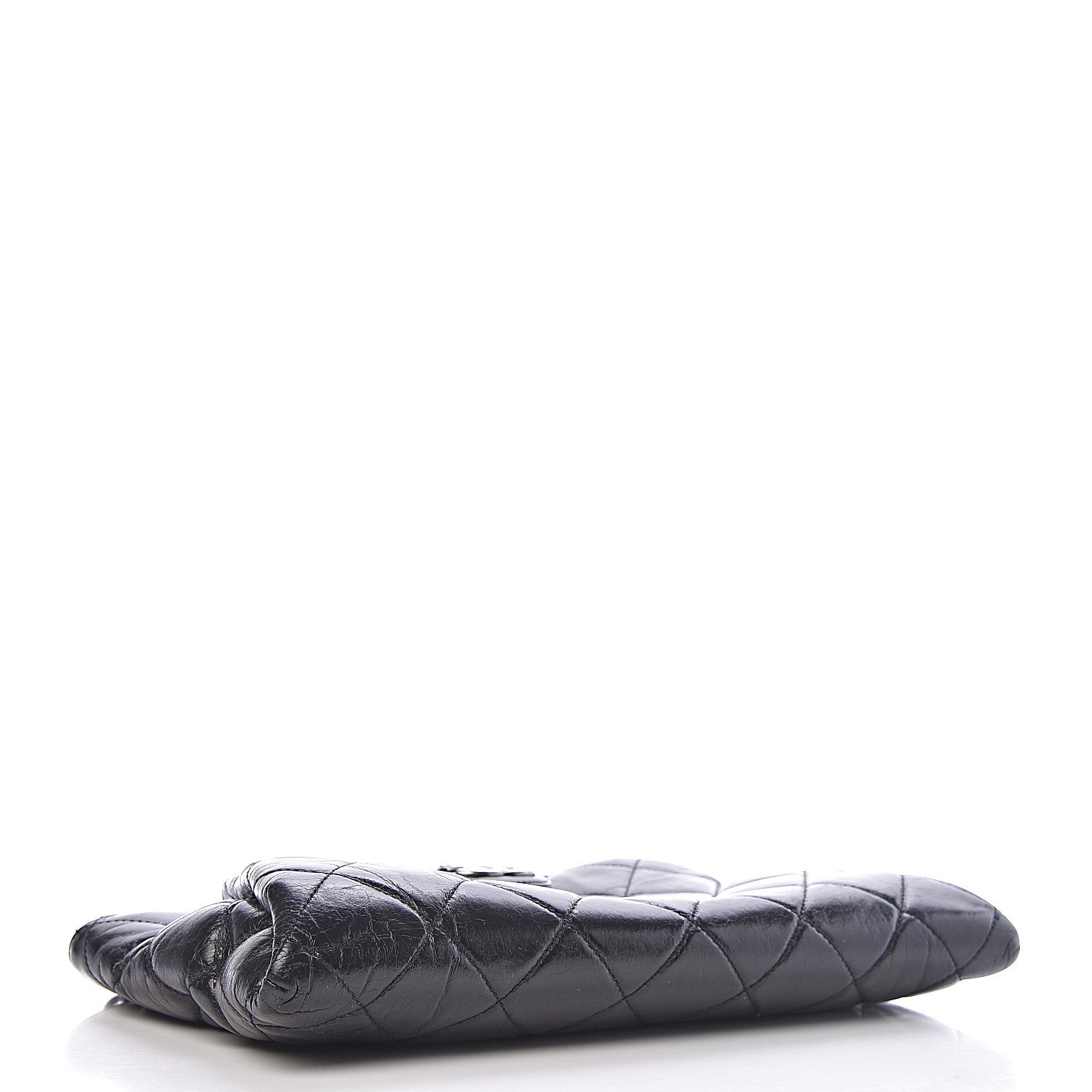 Chanel Aged Calfskin Quilted Zip Clutch Black 4 of 10