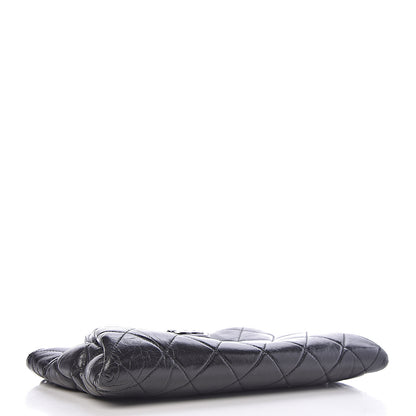 Chanel Aged Calfskin Quilted Zip Clutch Black 4 of 10