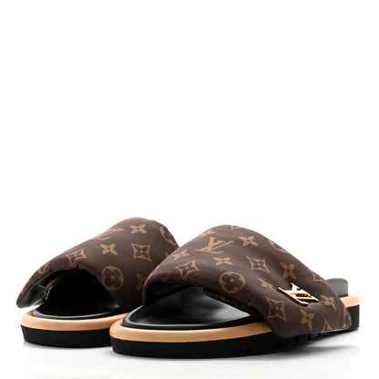 Louis Vuitton Nylon Monogram LV Pool Pillow Flat Comfort Mule 37 Cacao Brown 3 of 10