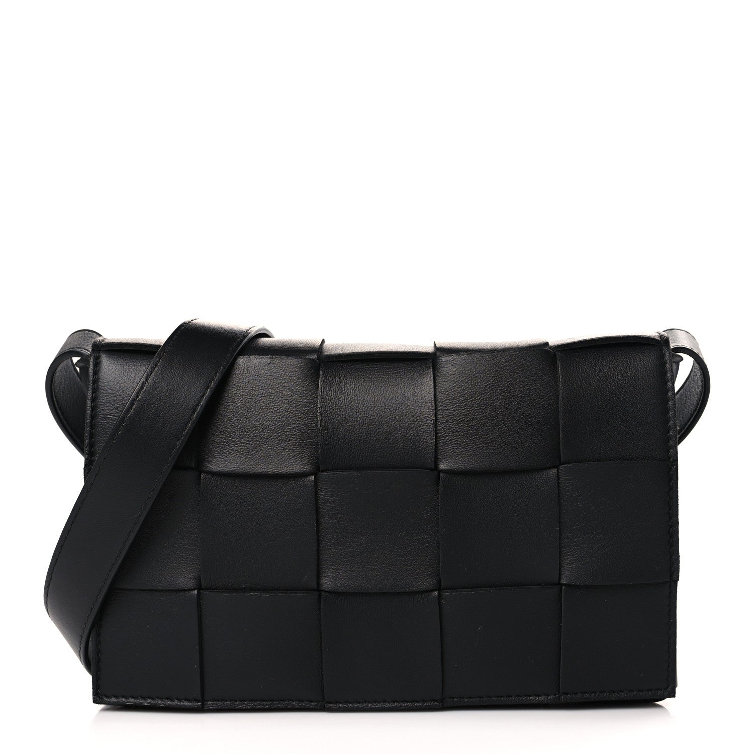 Bottega Veneta Lambskin Maxi Intreccio Small Cassette Crossbody Bag Black 1 of 9
