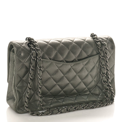 Chanel Iridescent Lambskin Quilted Medium Double Flap Charcoal Grey 3 of 11