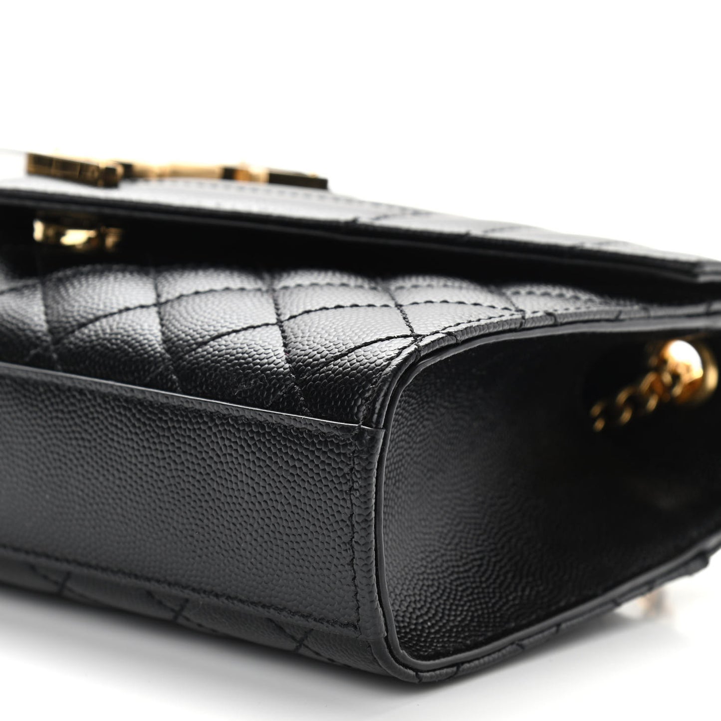 Grain De Poudre Textured Mixed Matelasse Triquilt Small Monogram Satchel Black