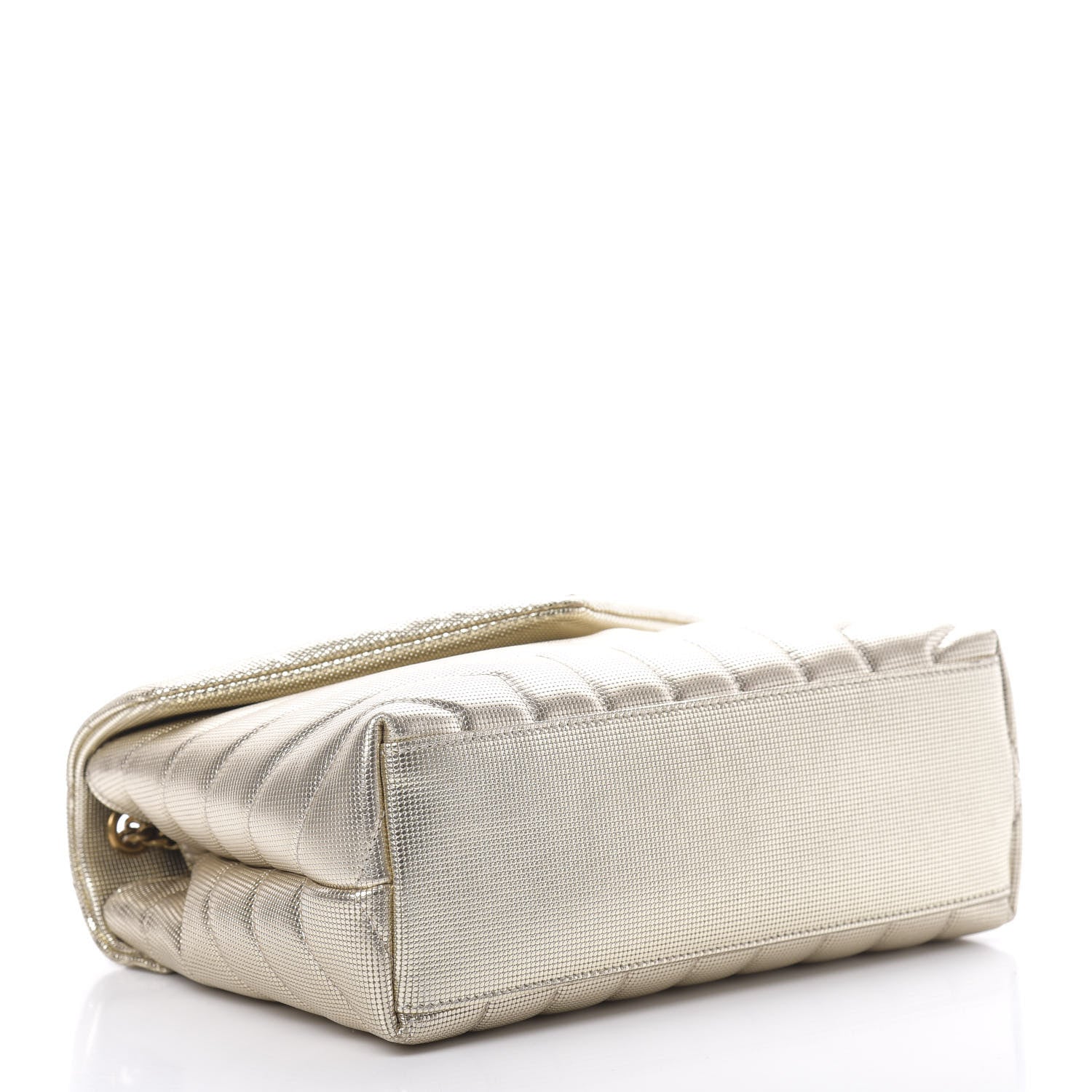 Saint Laurent Metallic Calfskin Y Quilted Small Loulou Monogram Chain Satchel Platino 4 of 12