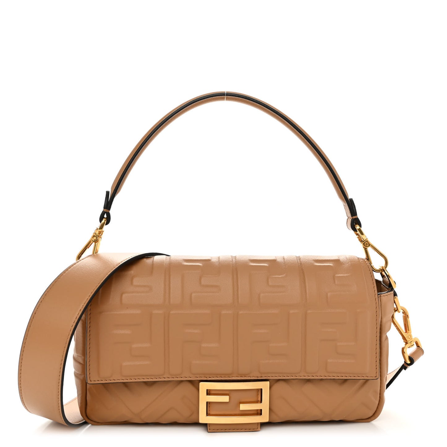 Nappa FF 1974 Embossed Baguette Miele Scuro