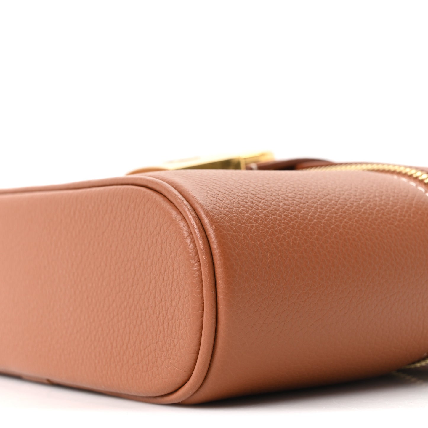 Grained Calfskin Low Key Vanity Pouch Cognac