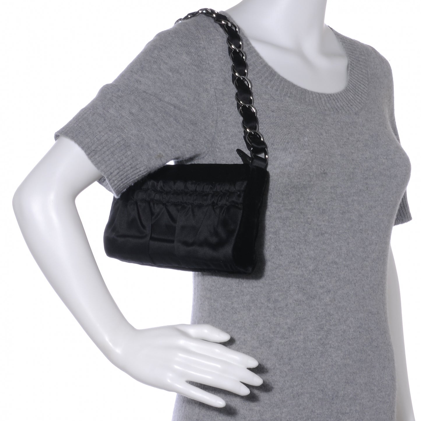 Velvet Satin Evening Bag Black