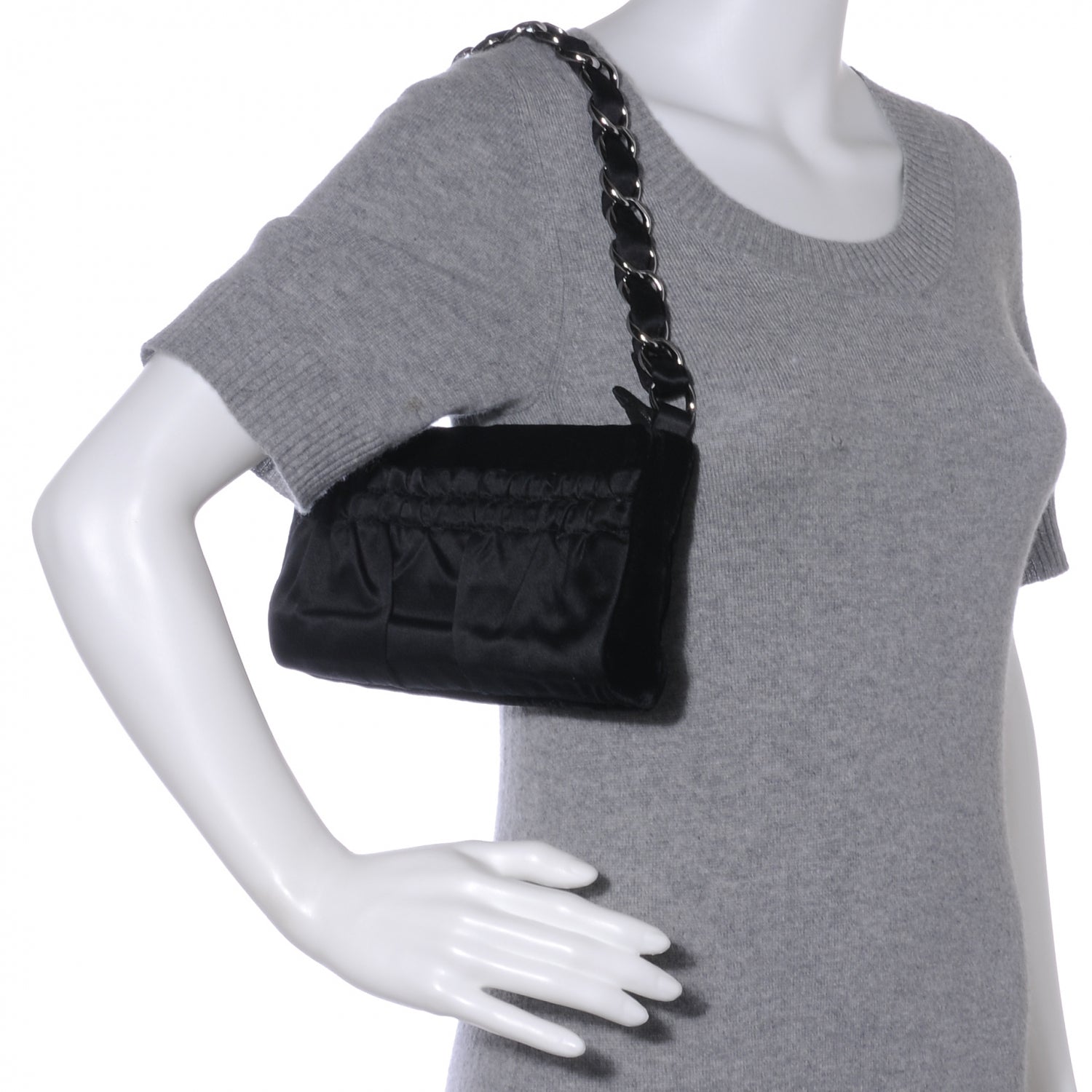 Chanel Velvet Satin Evening Bag Black 2 of 7