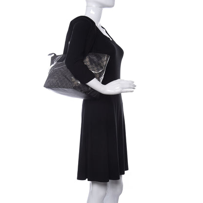 Gucci Crystal Monogram Medium Web Handle Bucket Tote Black 2 of 12
