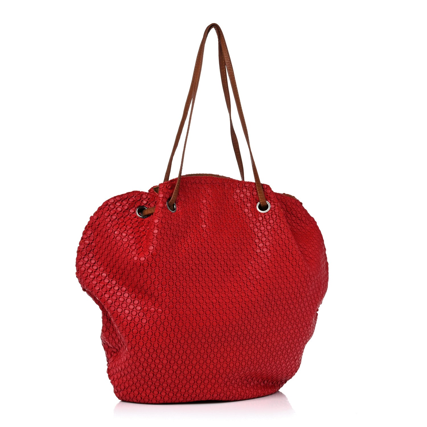 Chanel Perforated Calfskin Drawstring Tote Red 2 of 12