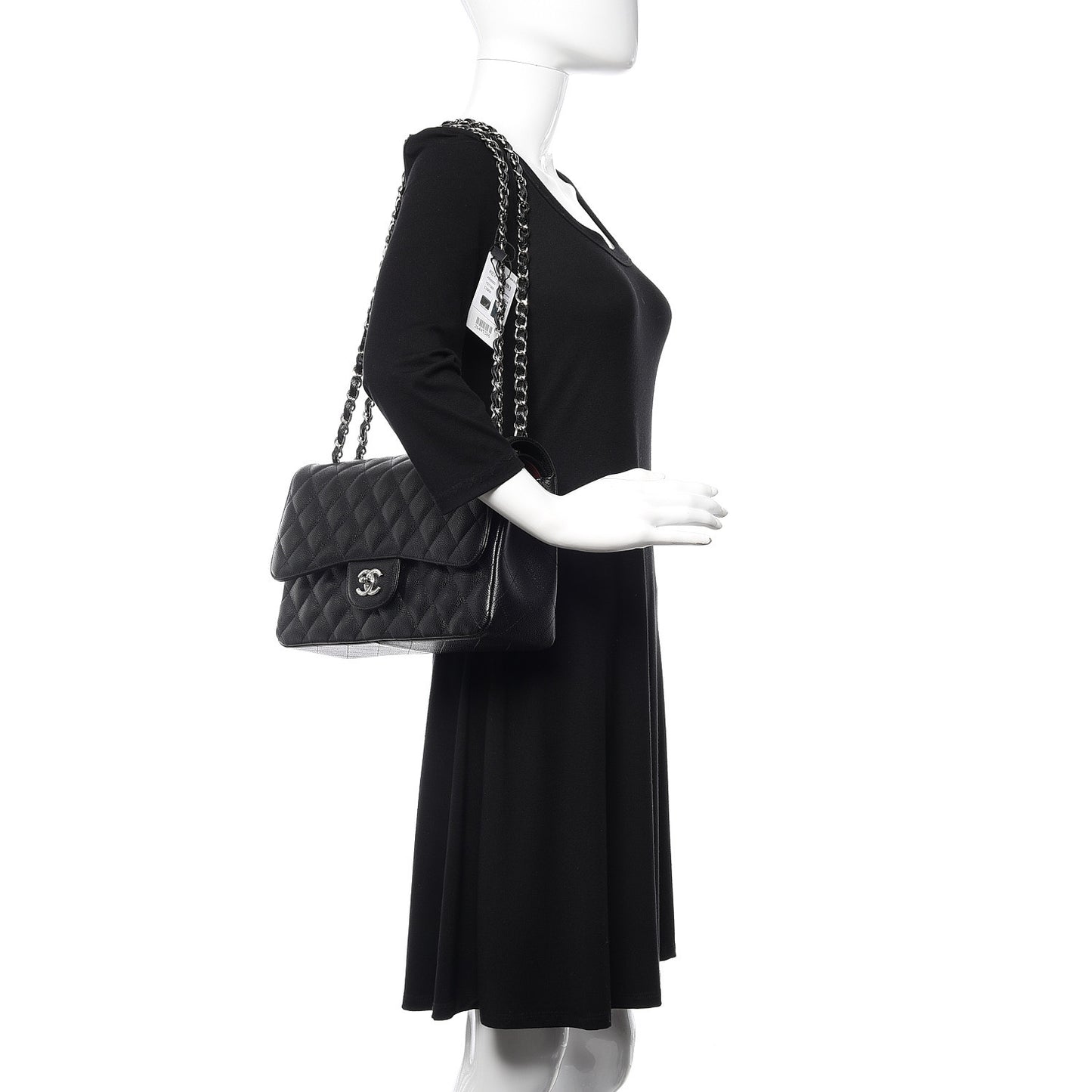 Caviar Quilted Jumbo Double Flap Black