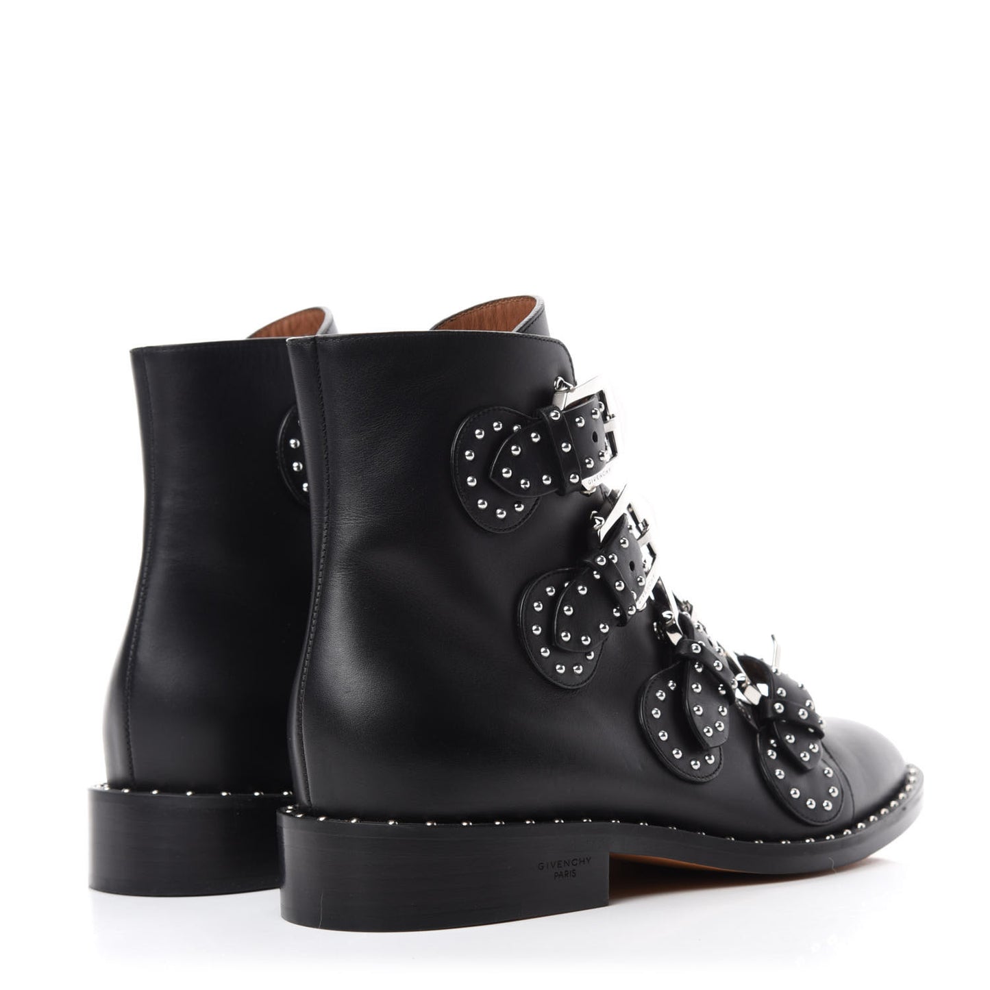 Calfskin Studded Prue Buckle Bootie 37 Black