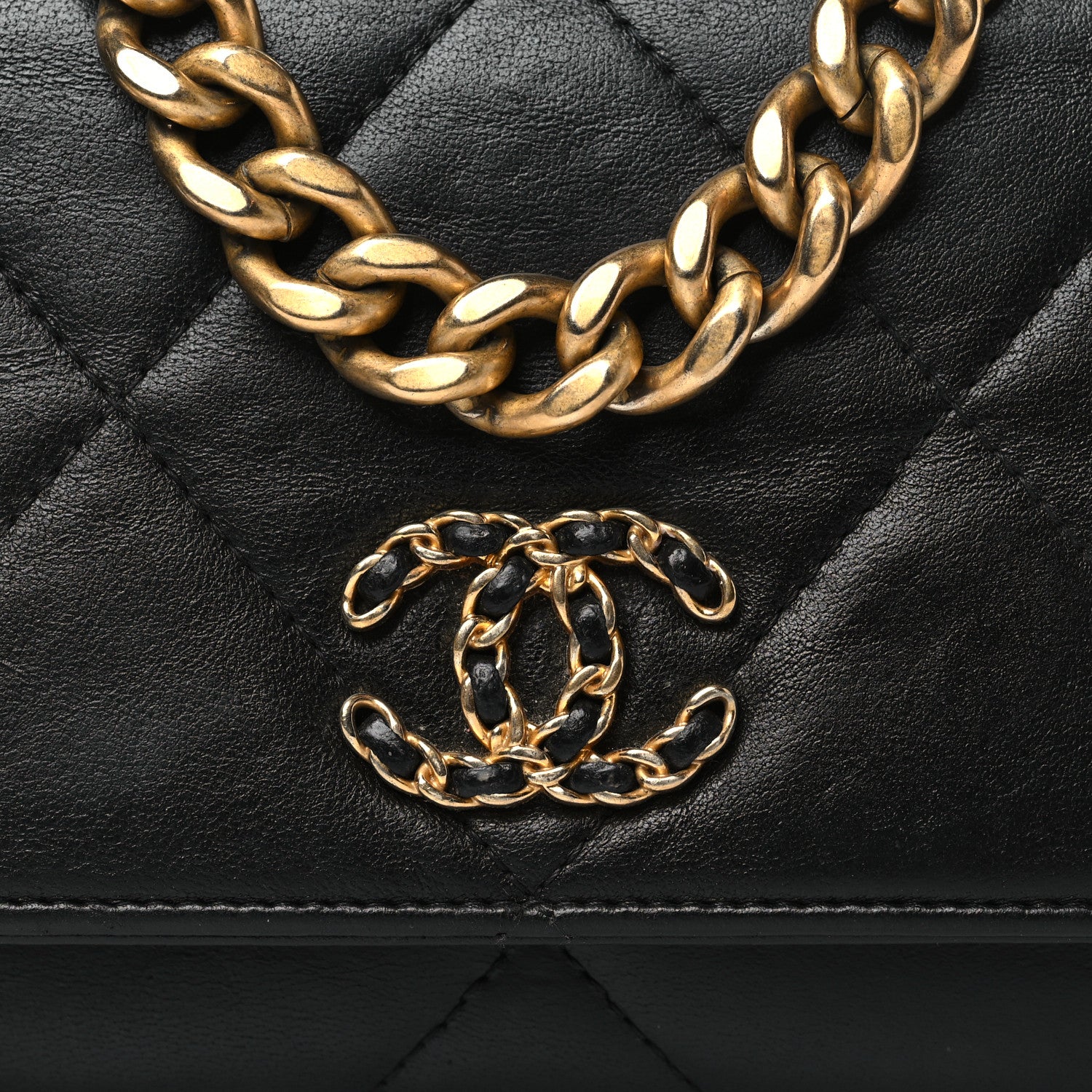 Chanel Goatskin Quilted Chanel 19 Wallet On Chain WOC Black 9 of 11