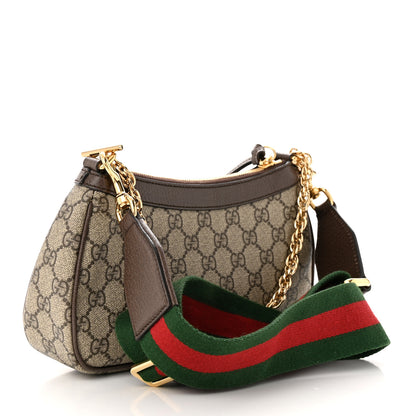 Gucci GG Supreme Monogram Textured Dollar Calfskin Web Small Ophidia GG Handbag Beige Ebony New Acero 3 of 10