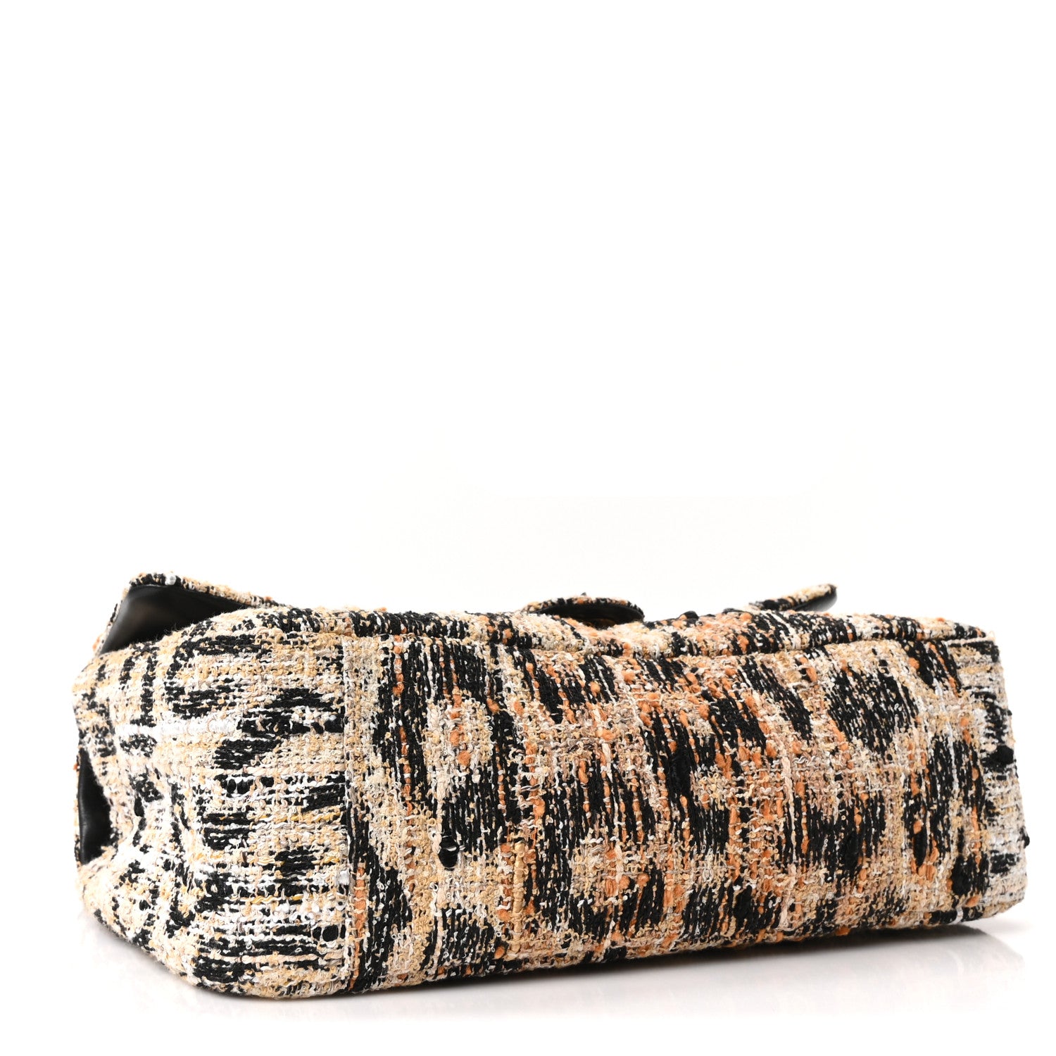 Chanel Tweed Mixed Fibers Leopard Print Small Souplissimo Maxi Flap Brown Black White 4 of 11