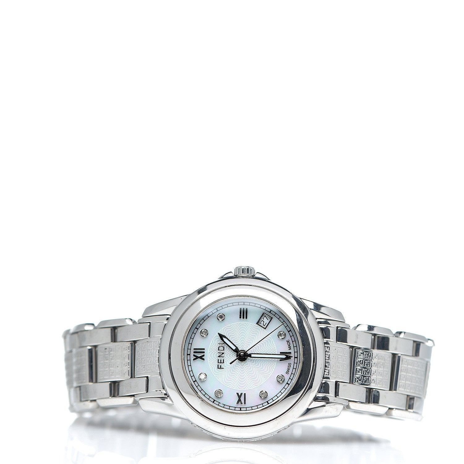 Fendi Stainless Steel Diamond Mother of Pearl 30mm Quartz Watch 2 of 5