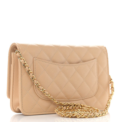 Chanel Caviar Quilted Wallet On Chain WOC Beige 3 of 11