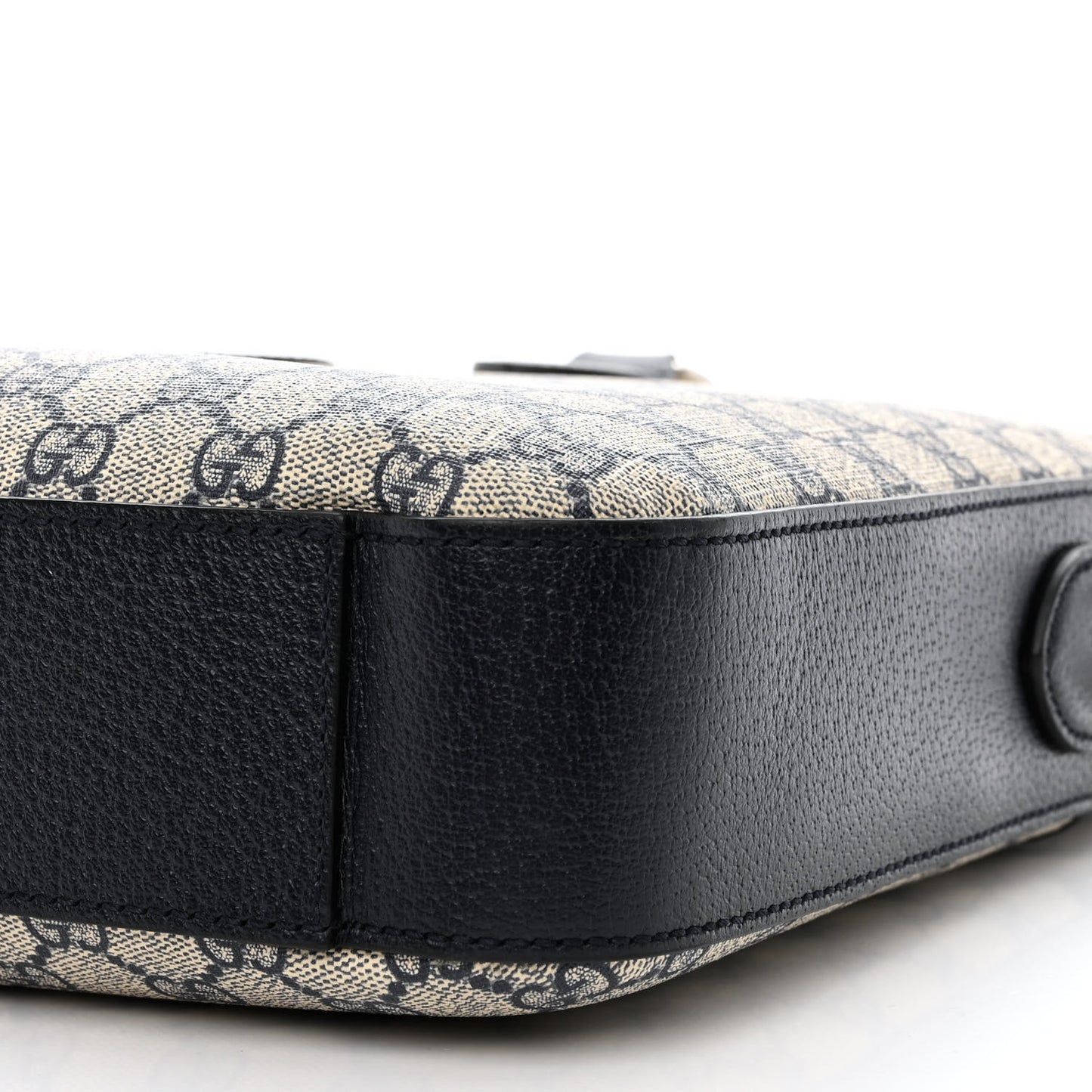 GG Supreme Monogram Textured Dollar Calfskin Web Retro Interlocking G Business Case Beige Blue