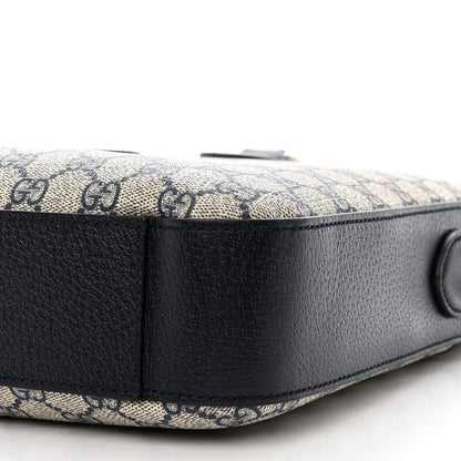 Gucci GG Supreme Monogram Textured Dollar Calfskin Web Retro Interlocking G Business Case Beige Blue 10 of 13