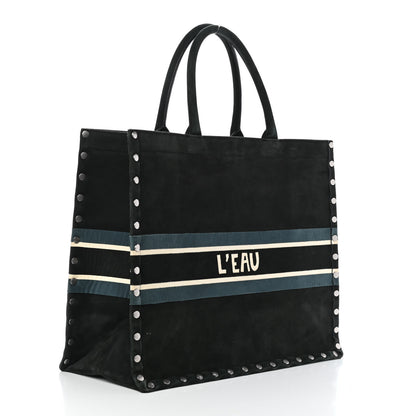 Christian Dior Suede Large Sea Book Tote Black 2 of 4