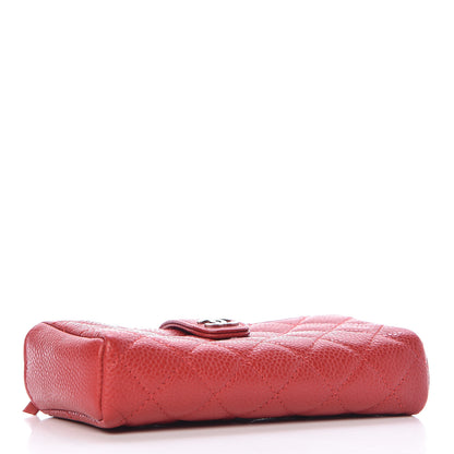 Chanel Caviar Quilted Mini Phone Holder Clutch Red 4 of 13