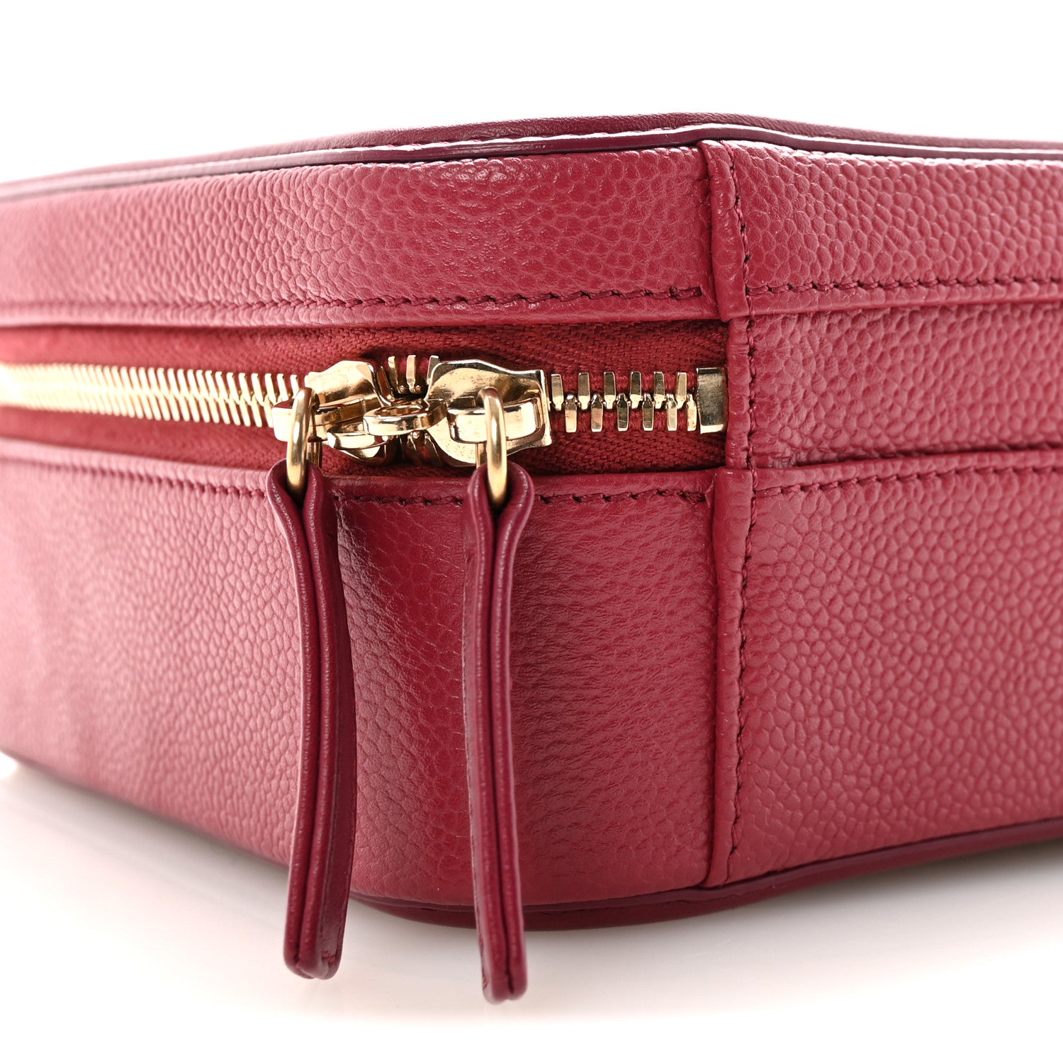 Chanel Caviar Quilted Medium CC Filigree Vanity Case Burgundy 10 of 11