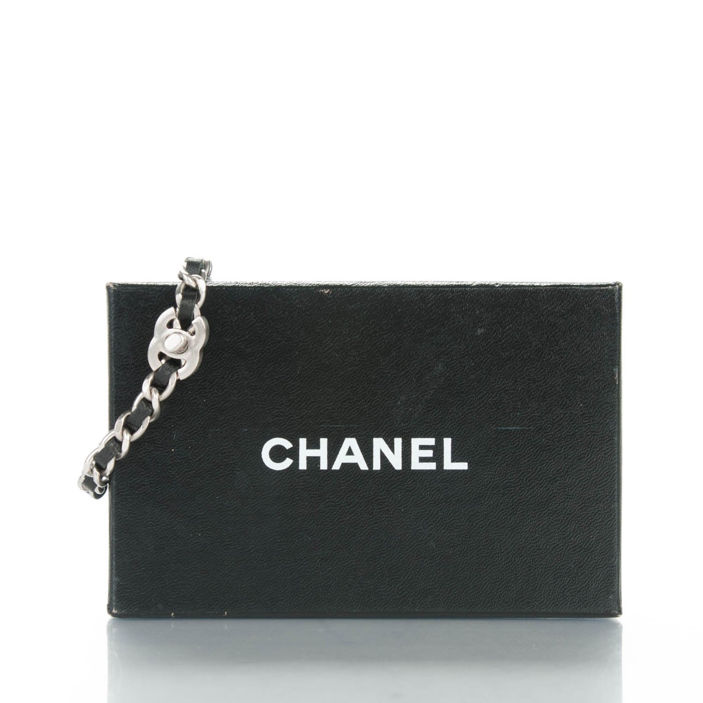 Lambskin CC Turnlock Chain Bracelet L Black