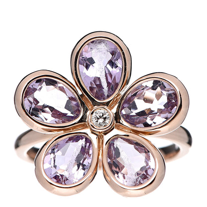 Tiffany 18K Rose Gold Amethyst Diamond Sparklers Flower Ring 52 6 1 of 7