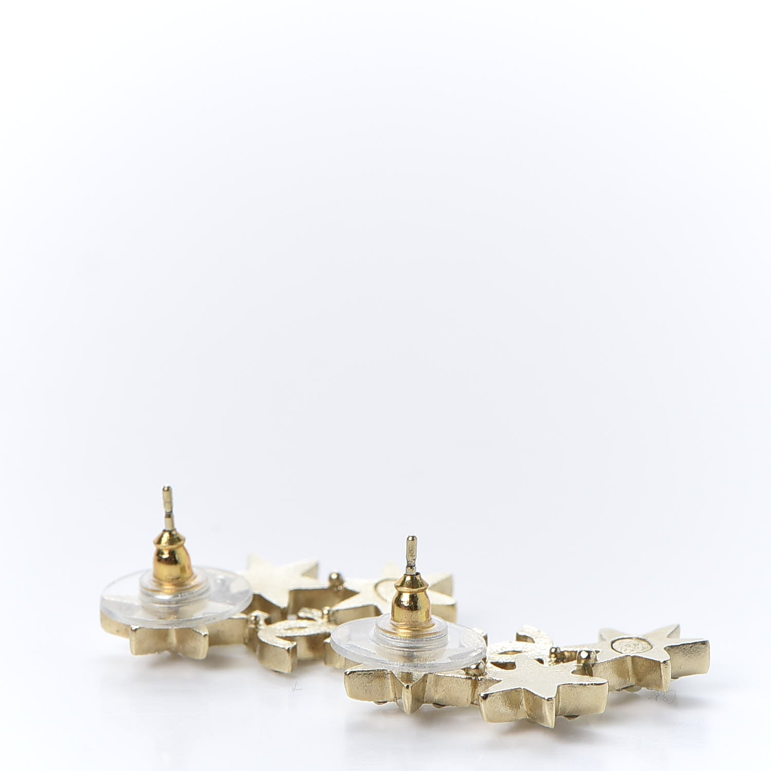 Chanel Crystal Pearl CC Star Earrings Gold 3 of 6