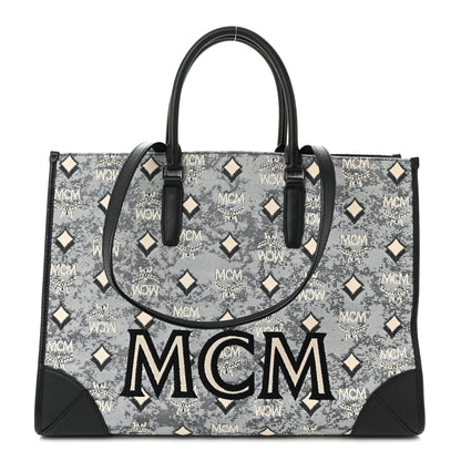 MCM Nappa Jacquard Monogram Large Tote Grey 1 of 13