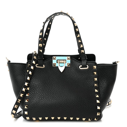 Valentino Garavani Pebbled Calfskin Mini Rockstud Tote Black 1 of 9