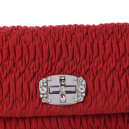 Miu Miu Faille Matelasse Crystal Flap Clutch Fuoco 10 of 11