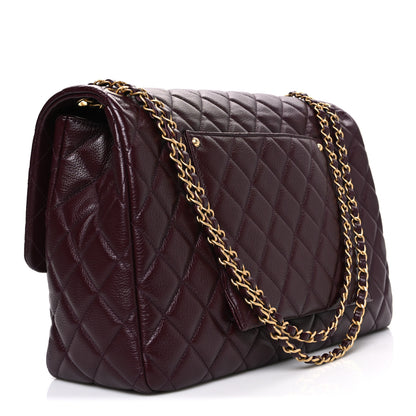 Chanel Grained Calfskin Quilted XXL Travel Flap Bag Burgundy 3 of 10