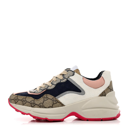 Gucci GG Supreme Monogram Mix Monogram Womens Rhyton Sneakers 36.5 London Blue Beige Pale Pink 1 of 7