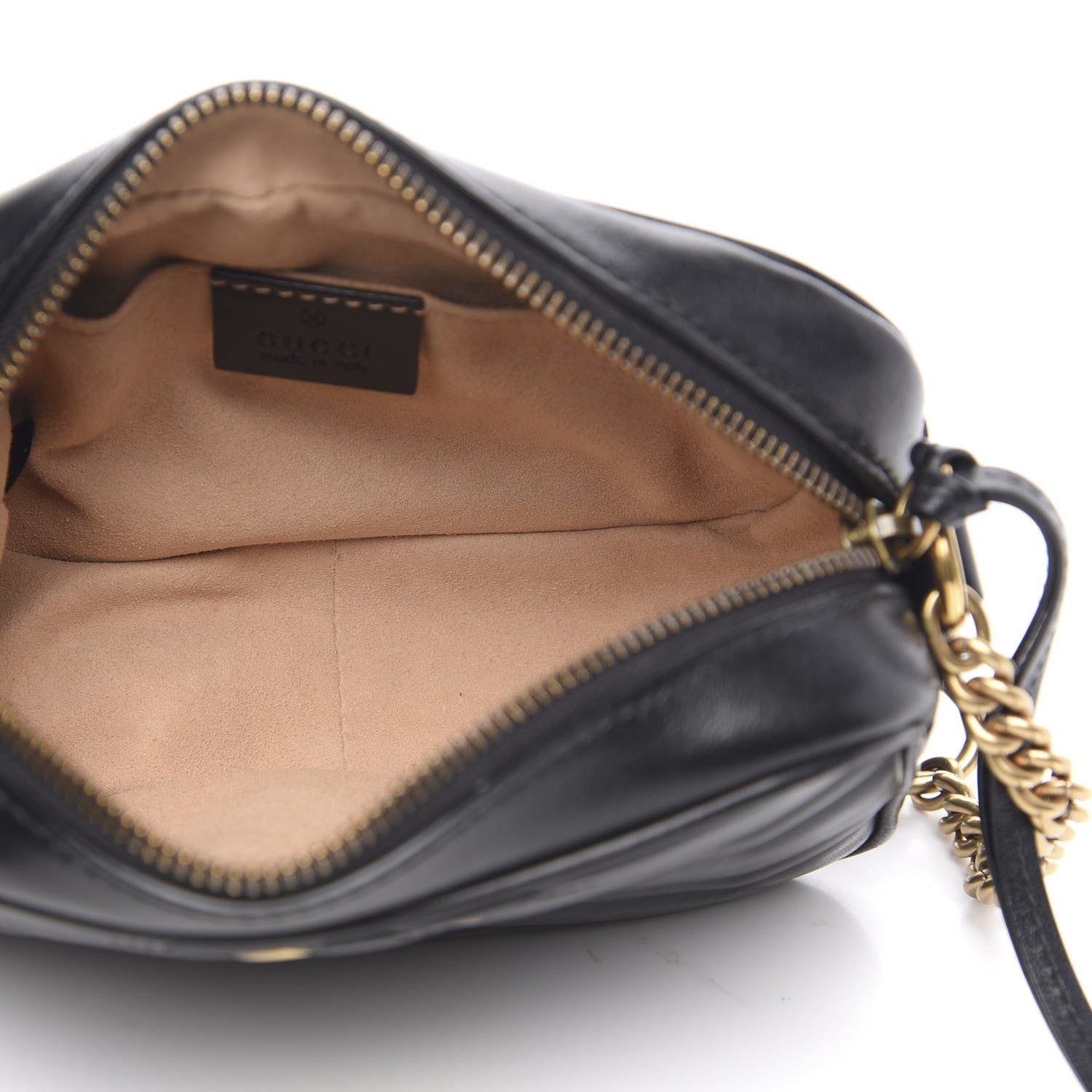 Gucci Calfskin Matelasse Mini GG Marmont Chain Shoulder Bag Black 5 of 11