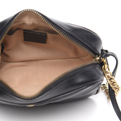 Gucci Calfskin Matelasse Mini GG Marmont Chain Shoulder Bag Black 5 of 11