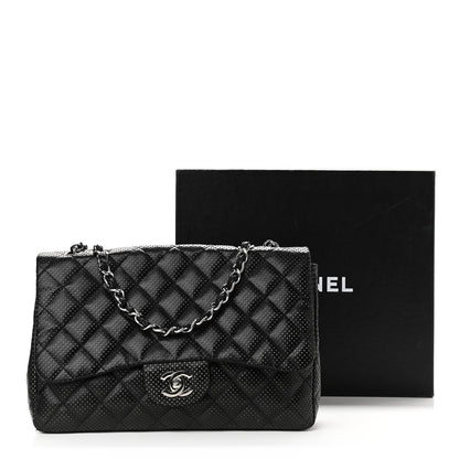 Chanel Lambskin Perforated Jumbo Single Flap Black 14 of 14