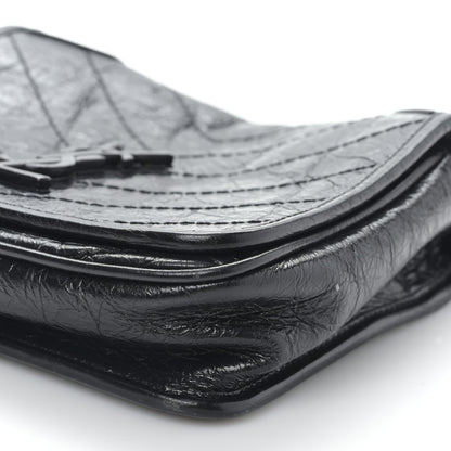 Saint Laurent Crinkled Calfskin Matelasse Monogram Niki Chain Wallet Black 8 of 9