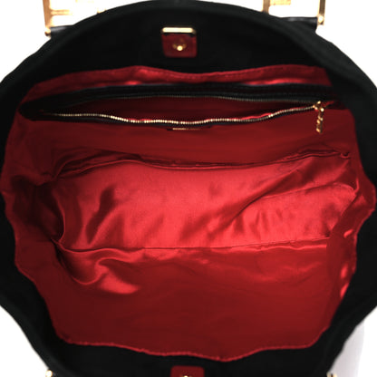 Fendi Suede Calfskin Holdall Tote Black 5 of 10