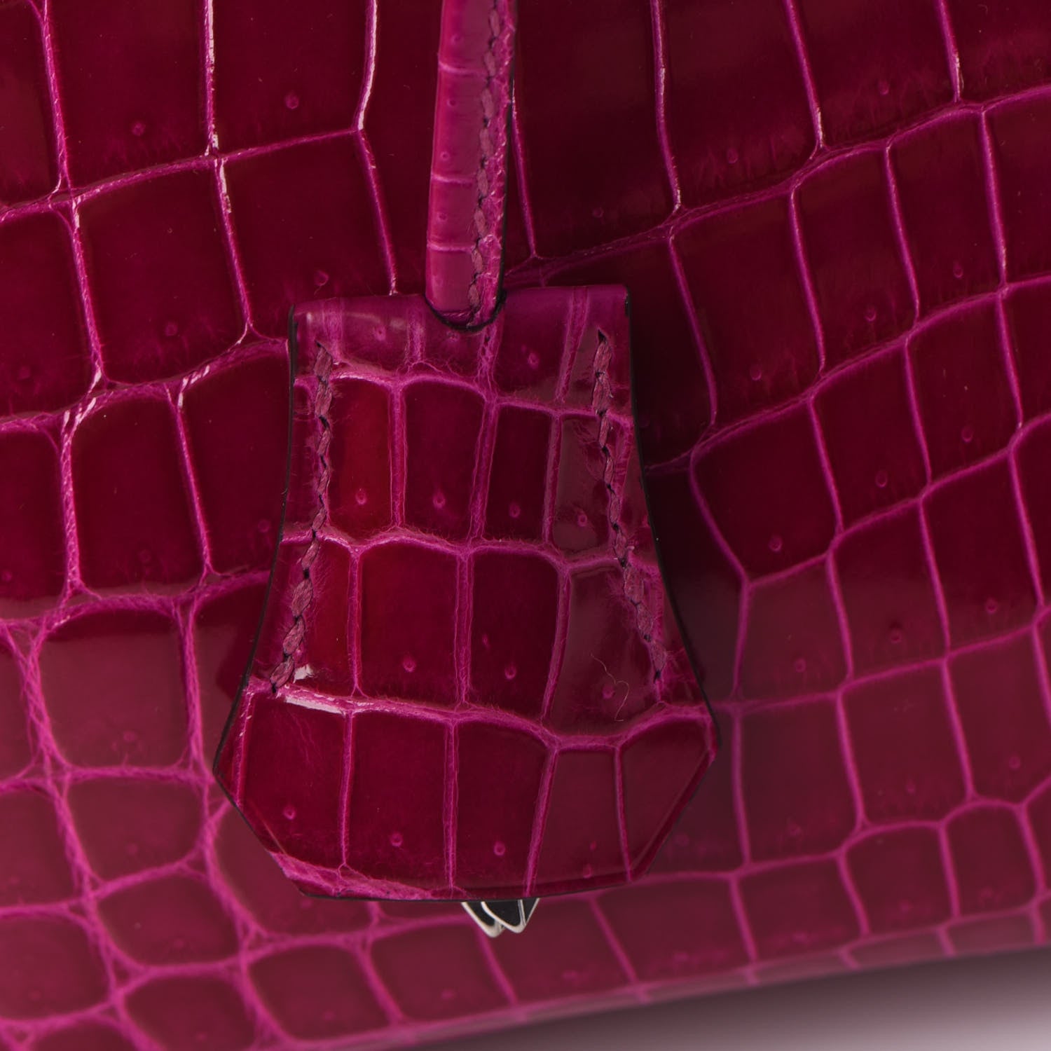 Hermes Shiny Niloticus Crocodile Birkin 25 Rose Scheherazade 30 of 32