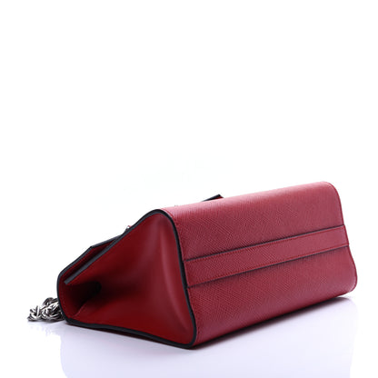 Prada Saffiano Cuir Calfskin Monochrome Patches Envelope Flap Chain Shoulder Bag Fuoco 4 of 14