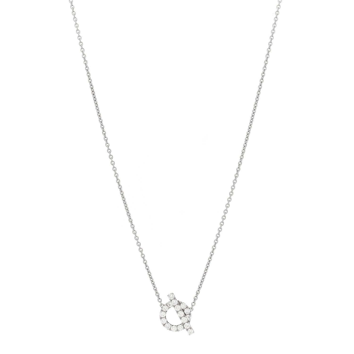 Hermes 18K White Gold Diamond Finesse Pendant Necklace 1 of 4