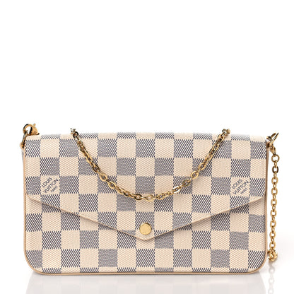 Louis Vuitton Damier Azur Pochette Felicie Chain Wallet Rose Ballerine 3 of 10
