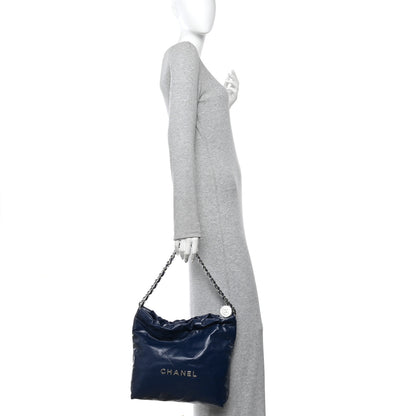 Chanel Shiny Calfskin Quilted Small Chanel 22 Navy 2 of 12