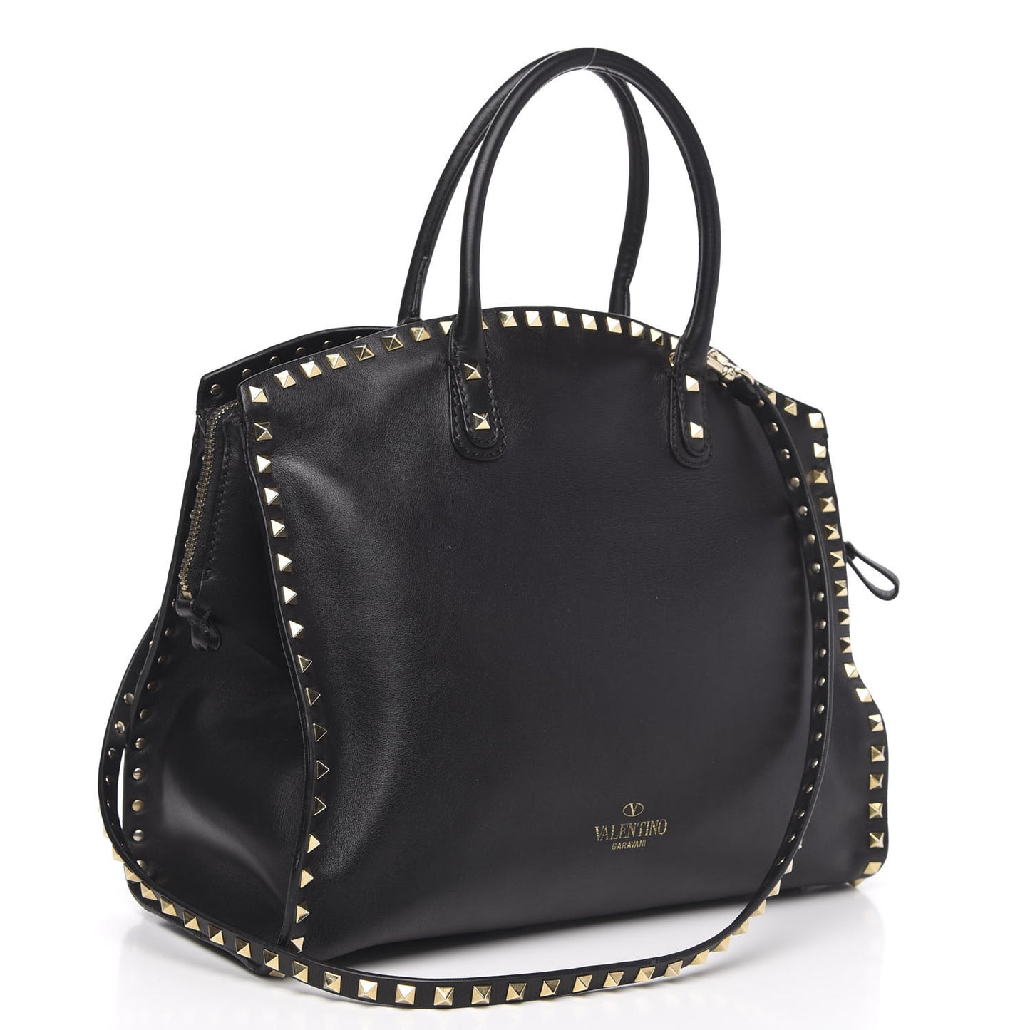 Vitello Rockstud Dome Shopper Black