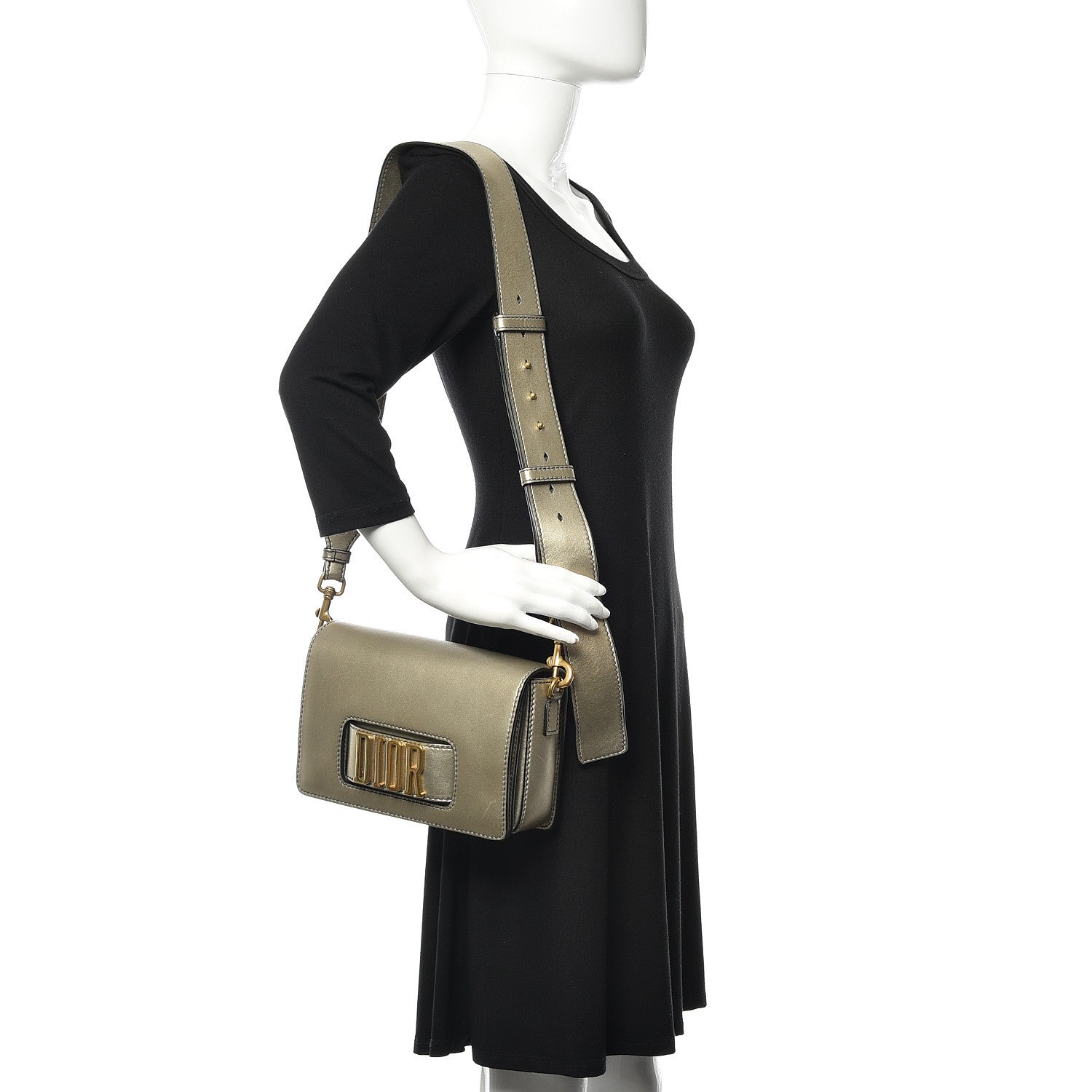 Christian Dior Metallic Smooth Calfskin Dio(r)evolution Flap Bag Gold 2 of 14