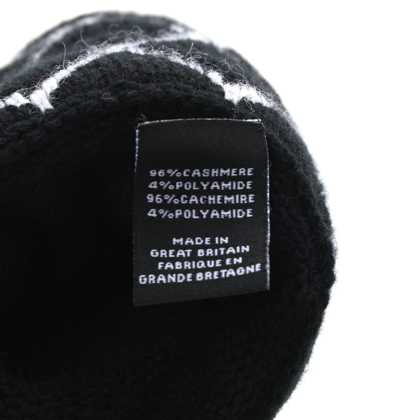 Cashmere Blend CC Gloves Black White